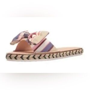 Kate Spade Idalah Berber Stripe Printed Canvas Slides